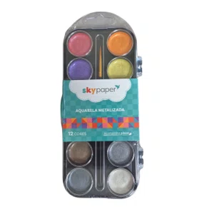 Aquarela 12 Cores Metalizada Com Pincel Skypaper
