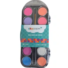 Aquarela 12 Cores Neon Com Pincel Skypaper
