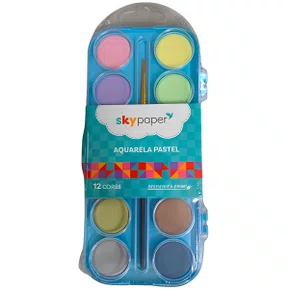 Aquarela 12 Cores Pastel Com Pincel Skypaper