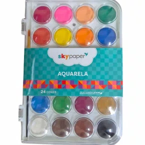 Aquarela 24 Cores Com Pincel Skypaper