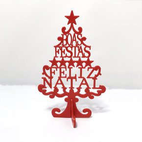 Árvore de Natal Plástica 18cm Vermelha Frases Neotrentina