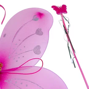 Asa Borboleta Rosa + Tiara e Varinha - Ref. 8211 GR