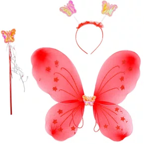 Asa Borboleta Vermelha + Tiara e Varinha – Ref. 8211 GR