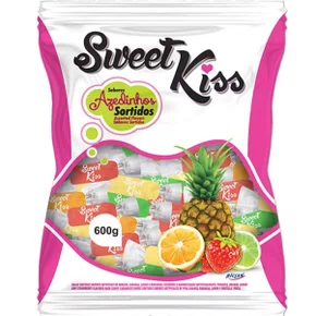 Bala Azedinha Sabores Sortidos Sweet Kiss 600g Riclan
