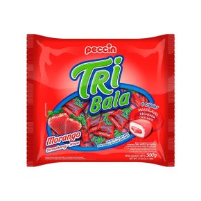 Bala Tri Bala Morango Mastigável 500g Peccin
