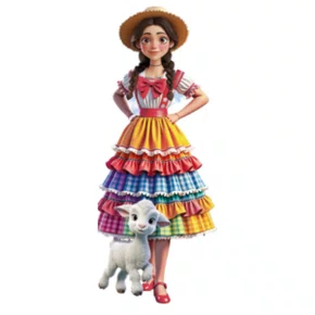 Bandeirola Junina Casal Caipira C/ 10un Kaixote