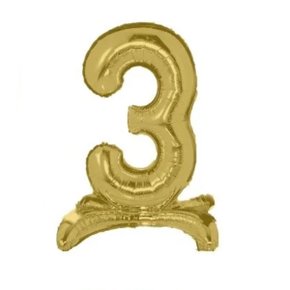 Bexiga Metalizada com Base N. 3 Ouro 75cm Partiu (Unidade)