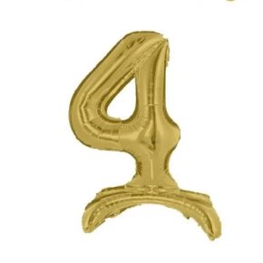 Bexiga Metalizada com Base N. 4 Ouro 75cm Partiu (Unidade)