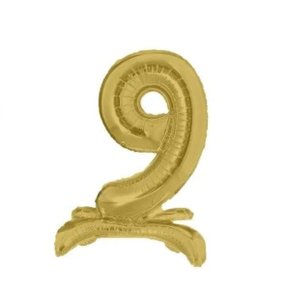 Bexiga Metalizada com Base N. 9 Ouro 75cm Partiu (Unidade)