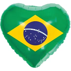 Bexiga Metalizada Coração Brasil 45cm/18’’ Make+