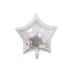 Bexiga Metalizada Estrela Prata Holográfico 45cm Importado