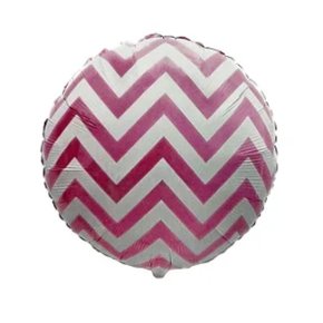 Bexiga Metalizada Redonda Pink 45 cm Chevron Neo