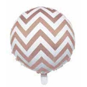 Bexiga Metalizada Redonda Rose Gold Chevron 45 cm