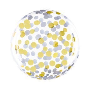 Bexiga Transparente Confeti Ouro 45cm 18pol Cromus