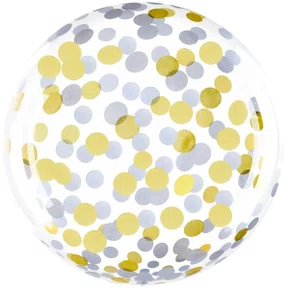 Bexiga Transparente Confeti Ouro 45cm 18pol Cromus