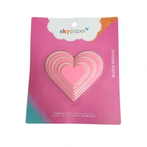 Bloco Adesivo Coração Love 6 Medidas com 25 Folhas SkyPaper