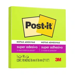 Bloco Adesivo Post-it 76mm x 76mm Verde Neon C/ 45fls 3M