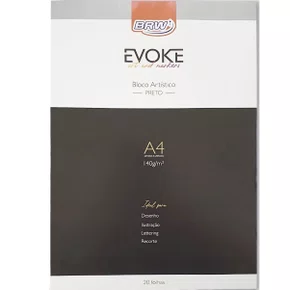 Bloco Artístico Preto A4 140gr 20 Folhas Brw