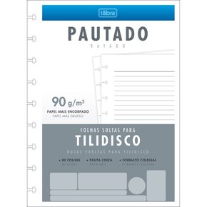 Bloco de Folhas para Caderno Tilidisco Pautado 80 fls Tilibra