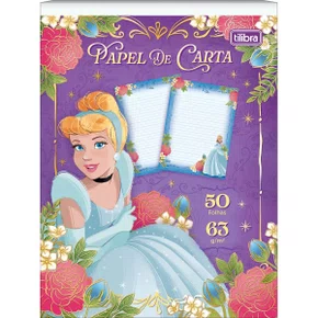 Bloco de Papel para Carta com 50 Folhas Azul Cinderela Princesa Tilibra