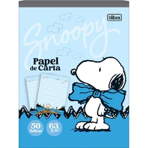 Bloco de Papel para Carta com 50 Folhas Azul Snoopy Tilibra