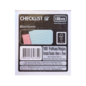 Bloco Tilembrete Checklist 80x91mm 100fls Tilibra