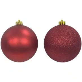 Bola de Natal 10cm Vermelha Fosca/Glitter 2 Un Matsumoto