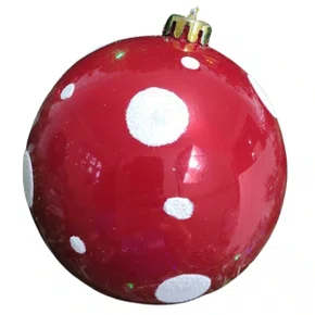 Bola de Natal 10cm Vermelha Poá Branco Matsumoto