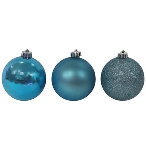 Bola de Natal 8cm Azul Lisa/Fosca/Glitter 3 Un Matsumoto