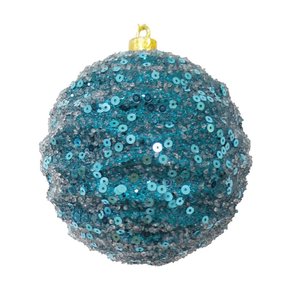 Bola de Natal 8cm Azul Turquesa Decorada Matsumoto
