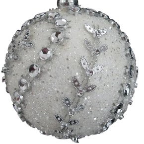 Bola de Natal 8cm Branca Decorada Matsumoto