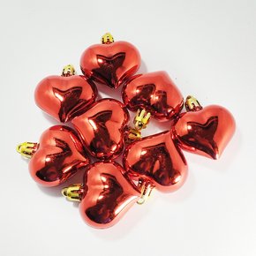 Bola de Natal Coração 4cm Vermelho Brilhante com 8 Unidades Global
