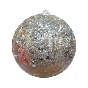 Bola de Natal Prata 8cm Decorada Matsumoto