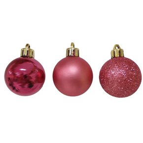 Bola de Natal Rosa 8cm Lisa/Fosca/Glitter com 3 Un Matsumoto