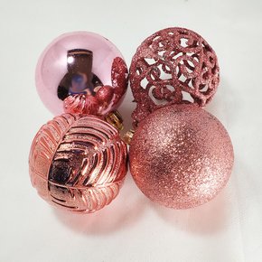 Bola de Natal Rose Gold 6cm Vazada/Glitter/Simples/3D Folhada com 9 Unidades Global