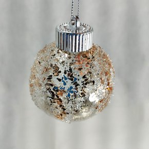 Bola de Natal Transparente Champagne 8cm Decorada com Uma Unidade Matsumoto