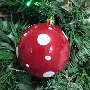 Bola de Natal 10cm Vermelha Poá Branco Matsumoto