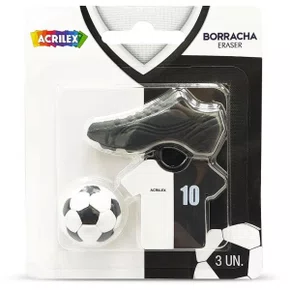 Borracha Futebol Preto e Branco - Bola, Camisa e Chuteira - Acrilex