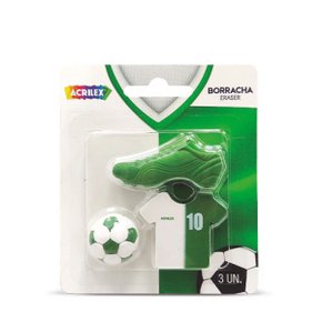 Borracha Futebol Verde e Branco Bola Camisa e Chuteira Acrilex