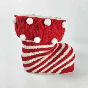 Bota de Natal Papai Noel Listras Vermelha 14cm Matsumoto