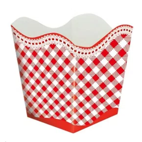 Cachepô Médio Xadrez Vermelho - Kaixote | 6 Unidades