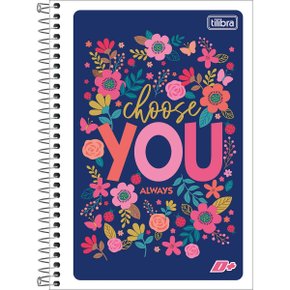 Caderneta Espiral Capa Flexível 1/8 96 Folhas Azul Choose You D+ Tilibra