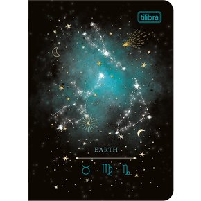 Caderneta Grampeada 32fls Preta Signos Terra Magic Tilibra