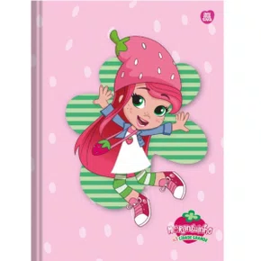 Caderno Brochura Universitário Capa Dura 80 Folhas Rosa Claro Moranguinho Animativa