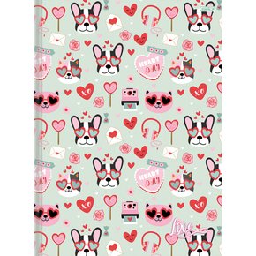 Caderno Brochura Universitário Capa Dura 80 folhas Verde Cachorros Love São Domingos