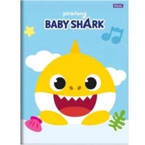 Caderno Brochura Universitário Capa Dura 96fls Azul Claro Baby Shark Foroni