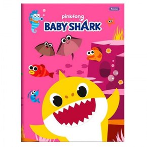 Caderno Brochura Univ CD 96fls Rosa Baby Shark Foroni