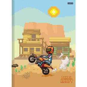 Caderno Brochurão Capa Dura 80 Fls Colorido Moto Pixel Kraft São Domingos
