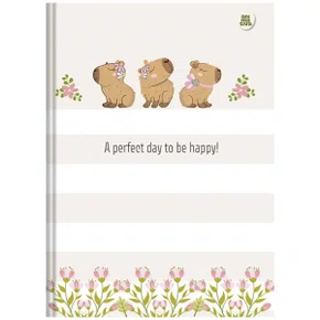 Caderno Brochurão Capa Dura Capivara Bege Capycuties 80 Folhas Animativa
