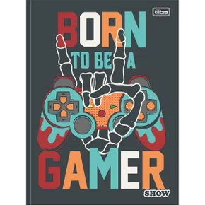 Caderno Brocurão Universitário Capa Dura 80 Folhas Cinza Gamer Show Tilibra